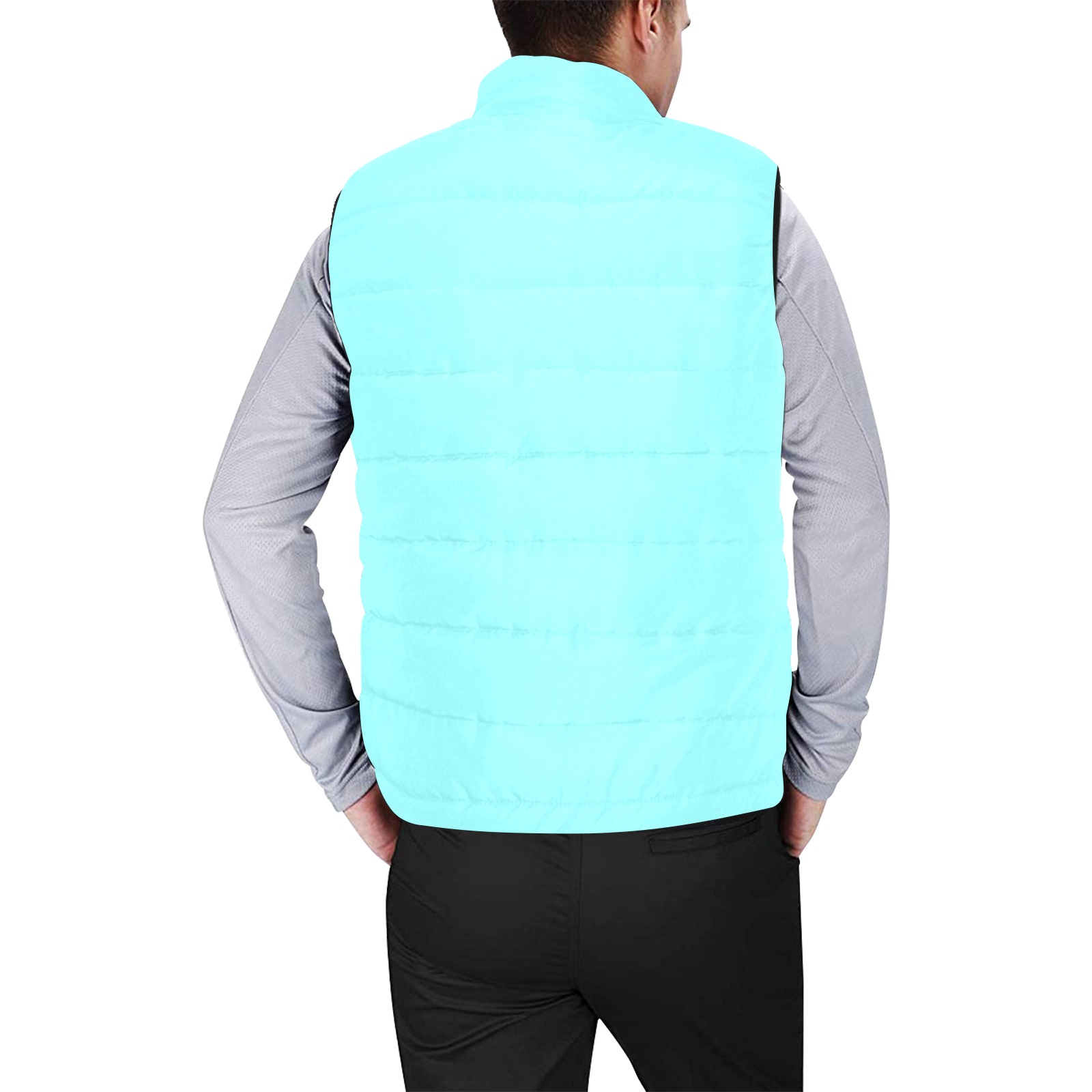 color ice blue Men's Padded Vest Jacket (Model H44)