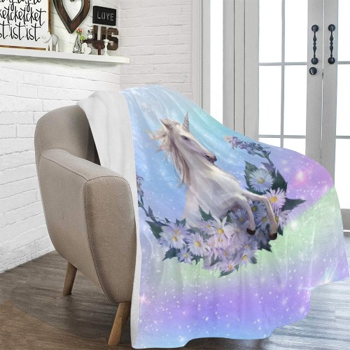 Unicorn and Flowers Ultra-Soft Micro Fleece Blanket 60"x80"