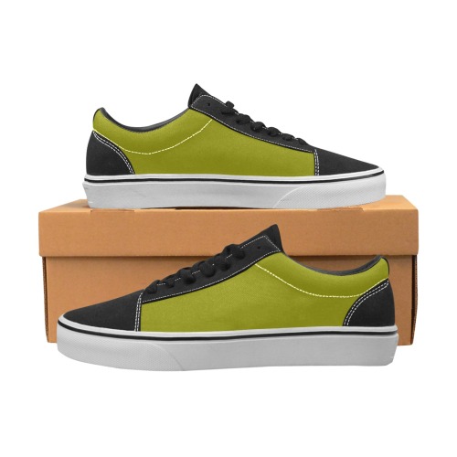 color olive Men's Low Top Skateboarding Shoes (Model E001-2)