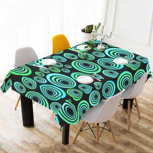Retro Psychedelic Pretty Green Pattern Cotton Linen Tablecloth 60"x 104"