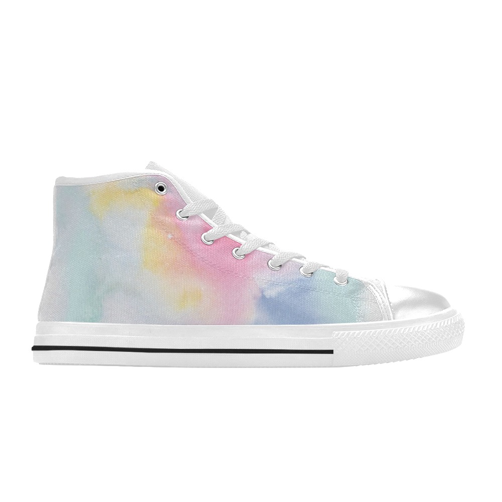 Colorful watercolor High Top Canvas Shoes for Kid (Model 017)