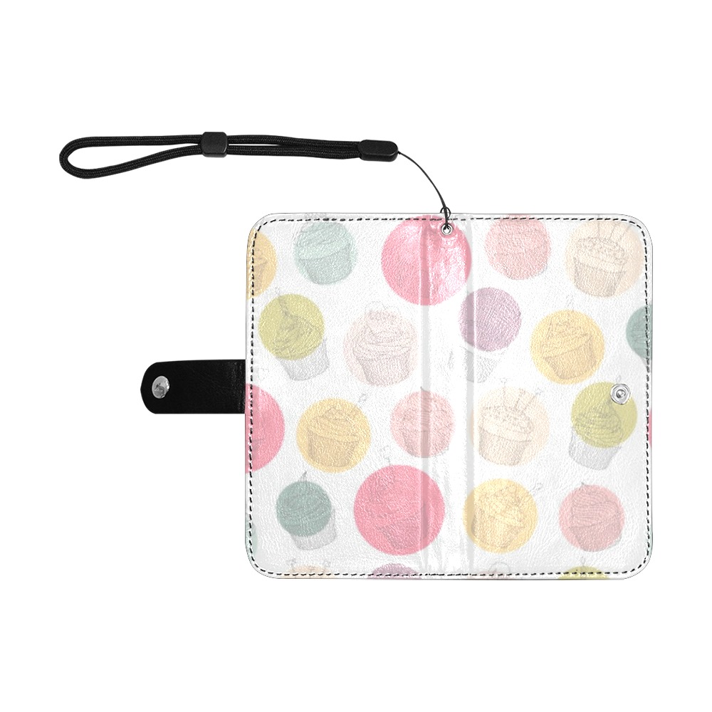 Colorful Cupcakes Flip Leather Purse for Mobile Phone/Small (Model 1704)