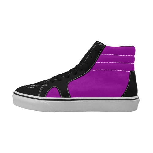 color dark magenta Women's High Top Skateboarding Shoes (Model E001-1)