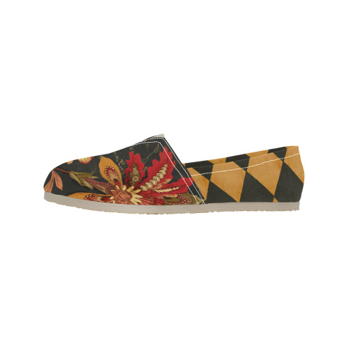 Red Floral Swirl Casual Shoes Women's Classic Canvas Slip-On (Model 1206)