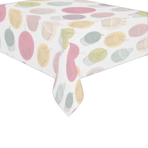Colorful Cupcakes Cotton Linen Tablecloth 60" x 90"