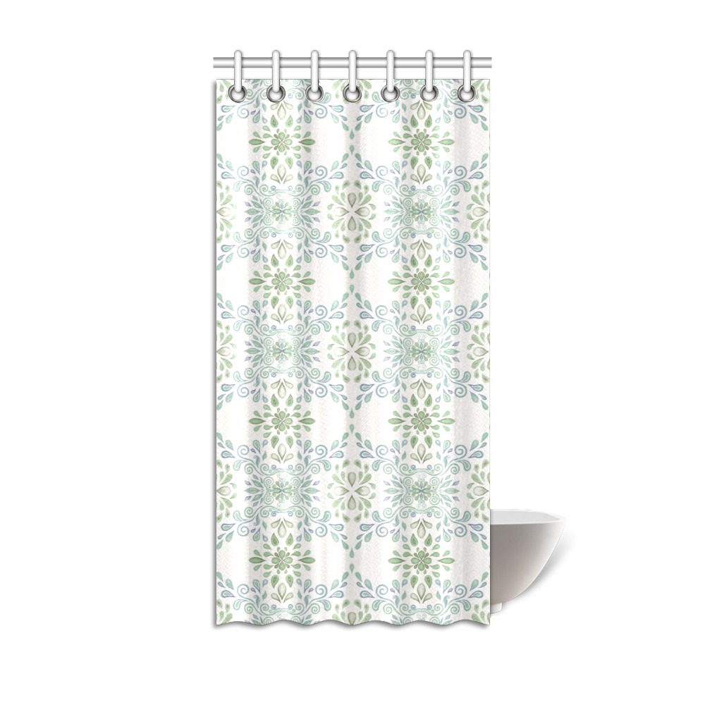 Blue and Green watercolor pattern Shower Curtain 36"x72"