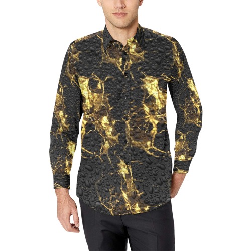 Golden Drops by Nico Bielow Men's All Over Print Casual Dress Shirt (Model T61)
