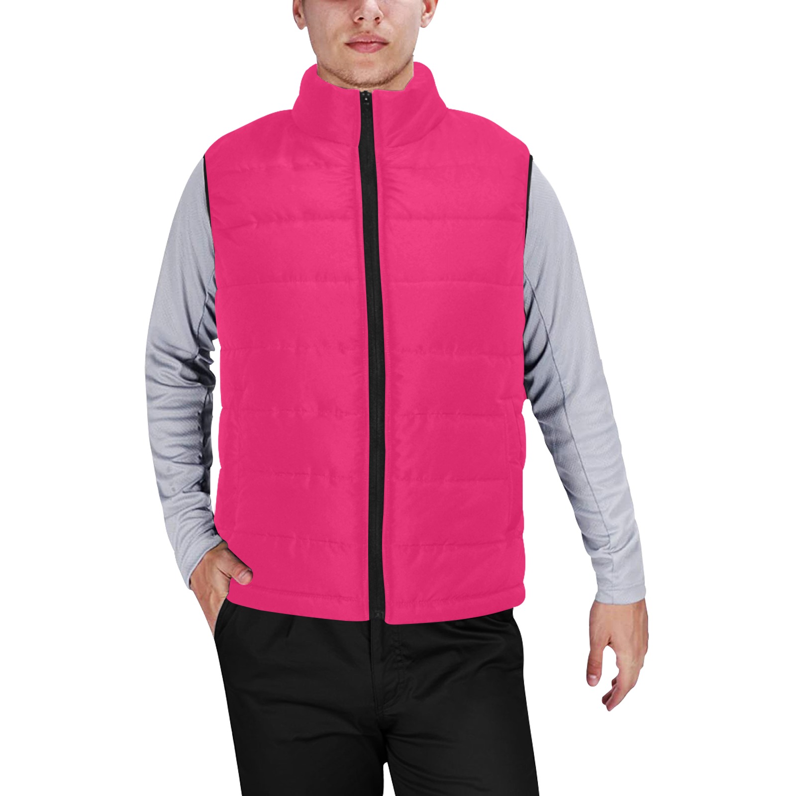 color ruby Men's Padded Vest Jacket (Model H44)