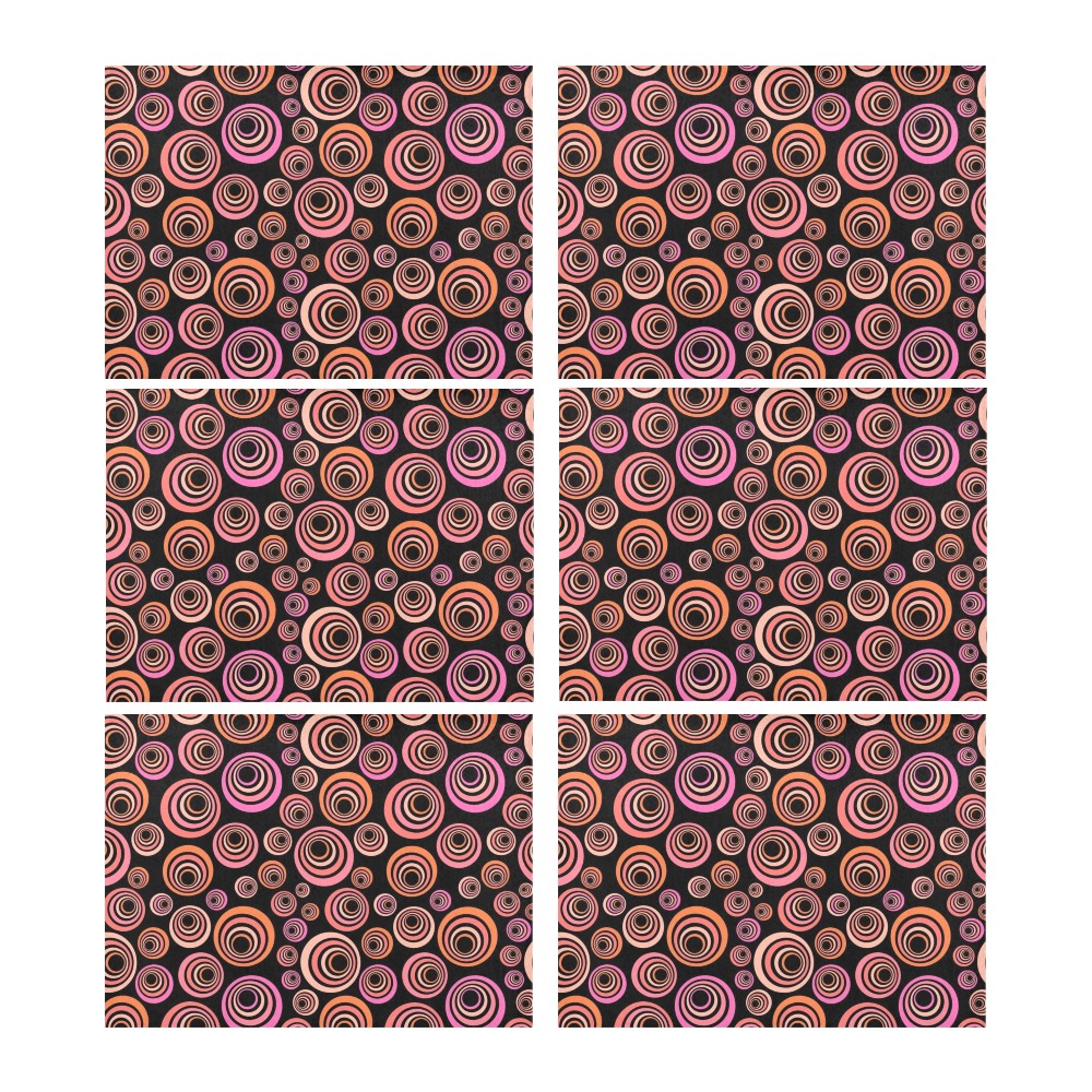 Retro Psychedelic Pretty Orange Pattern Placemat 14’’ x 19’’ (Set of 6)