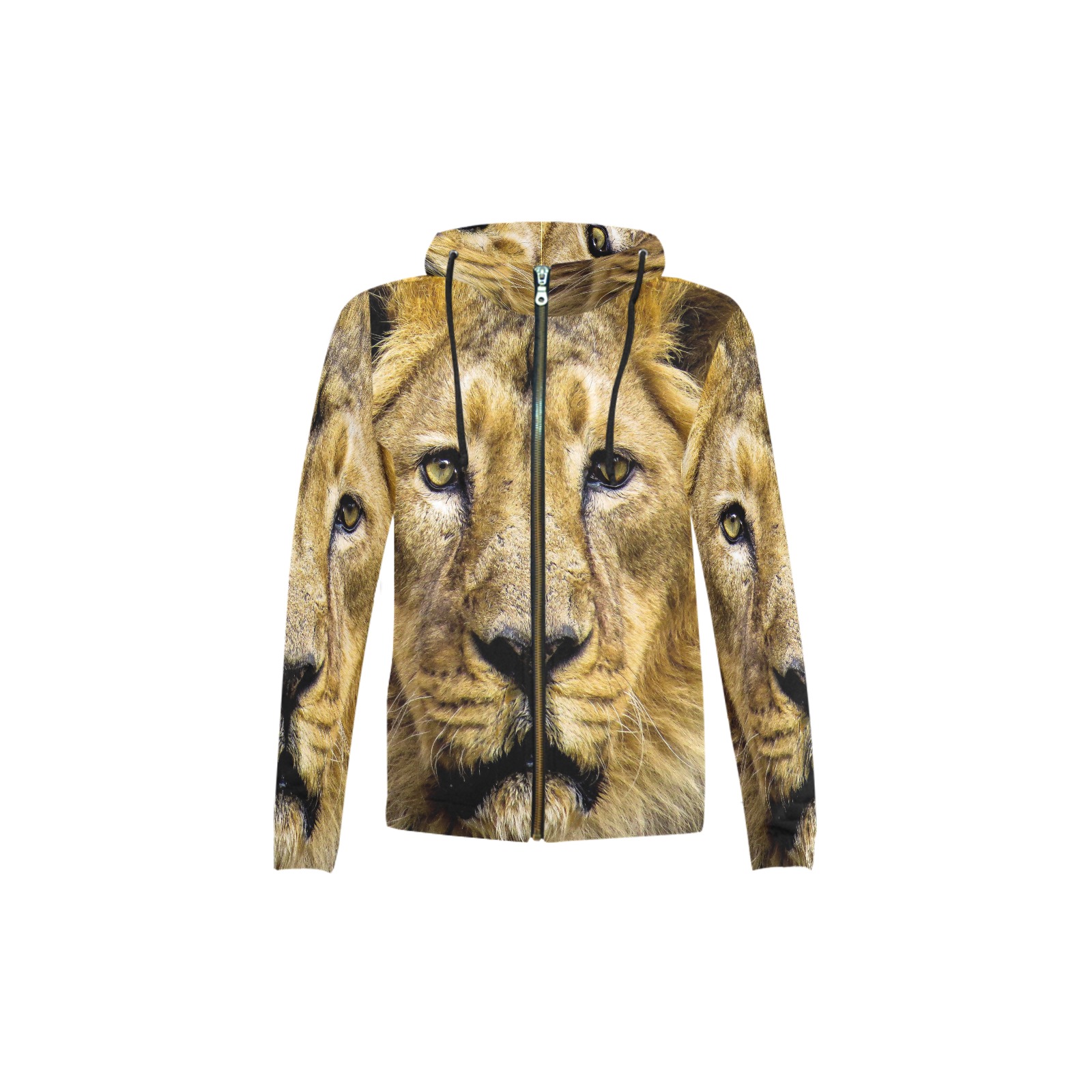 Face of Lion All Over Print Full Zip Hoodie for Kid (Model H14)