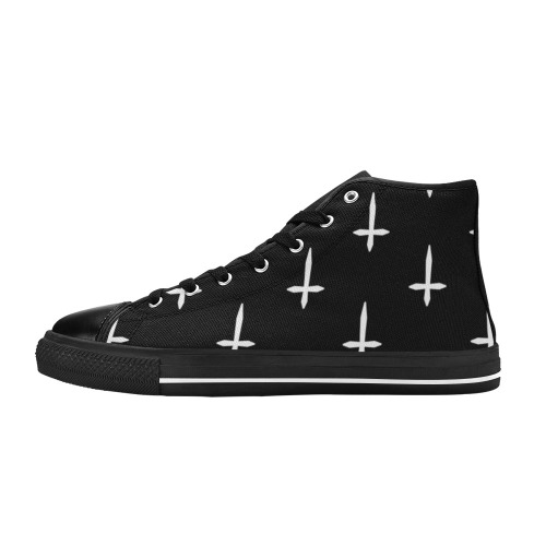 Inverted Cross Men’s Classic High Top Canvas Shoes (Model 017)