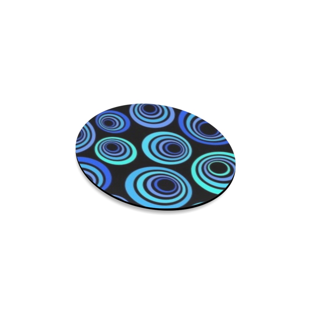 Retro Psychedelic Pretty Blue Pattern Round Coaster