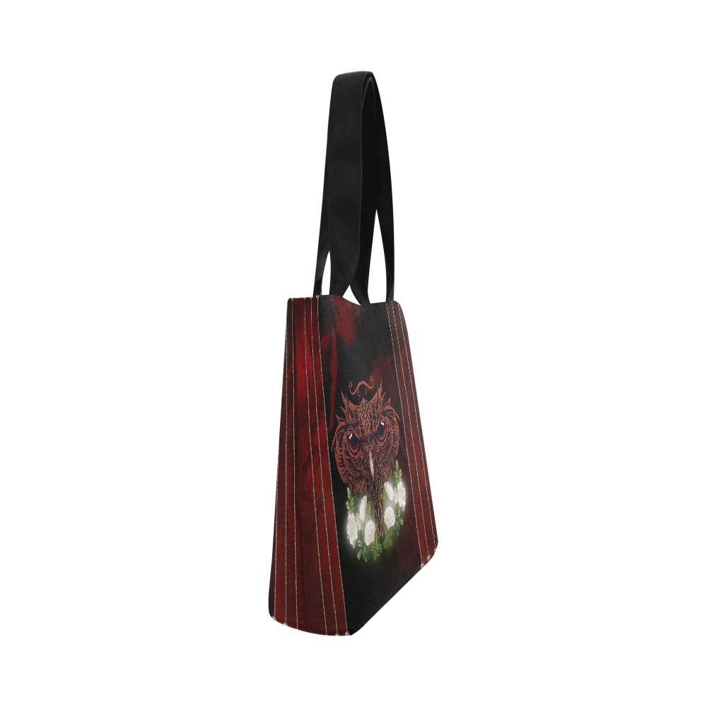 Awesome owl with flowers Canvas Tote Bag (Model 1657)