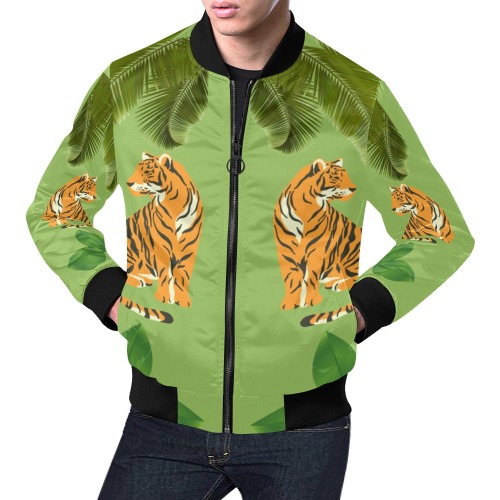 chaqueta bomber de hombre diseño tigres All Over Print Bomber Jacket for Men (Model H19)