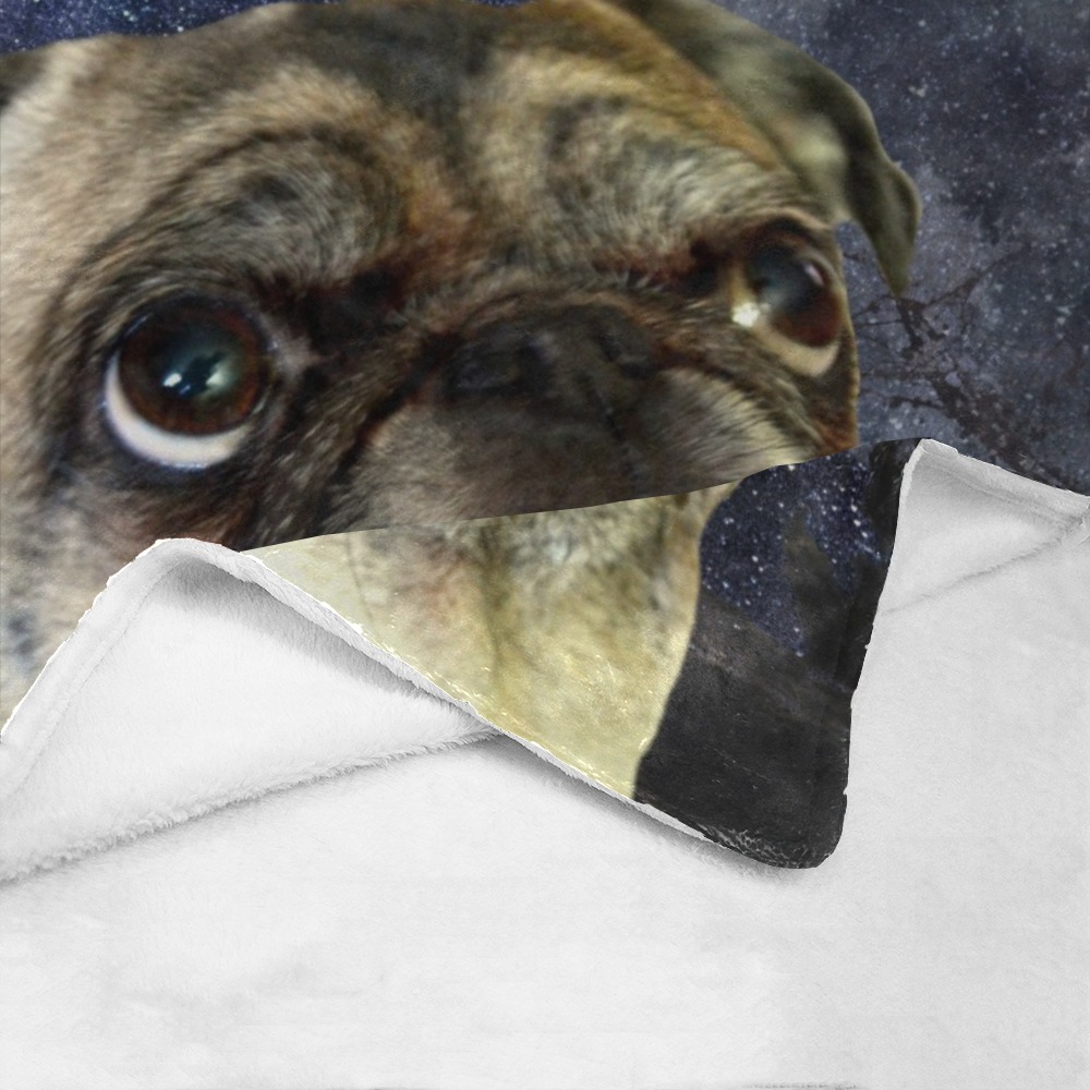 Dog Pug and Moon Ultra-Soft Micro Fleece Blanket 30''x40''