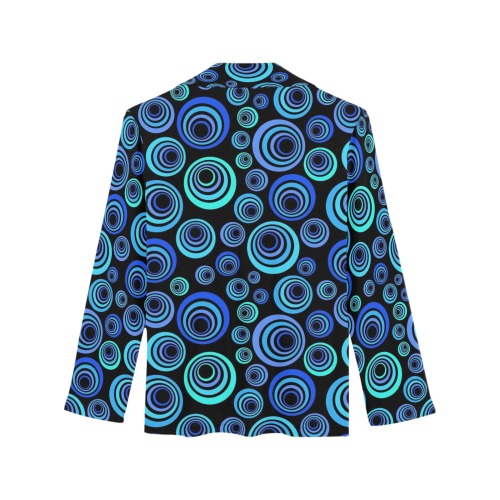 Retro Psychedelic Pretty Blue Pattern Women's Long Sleeve Pajama Shirt