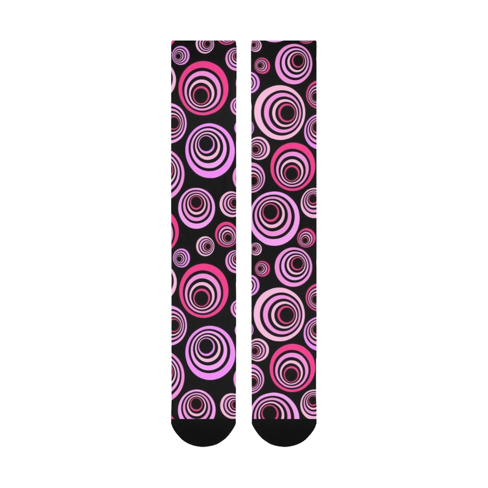 Retro Psychedelic Pretty Pink Pattern Over-The-Calf Socks