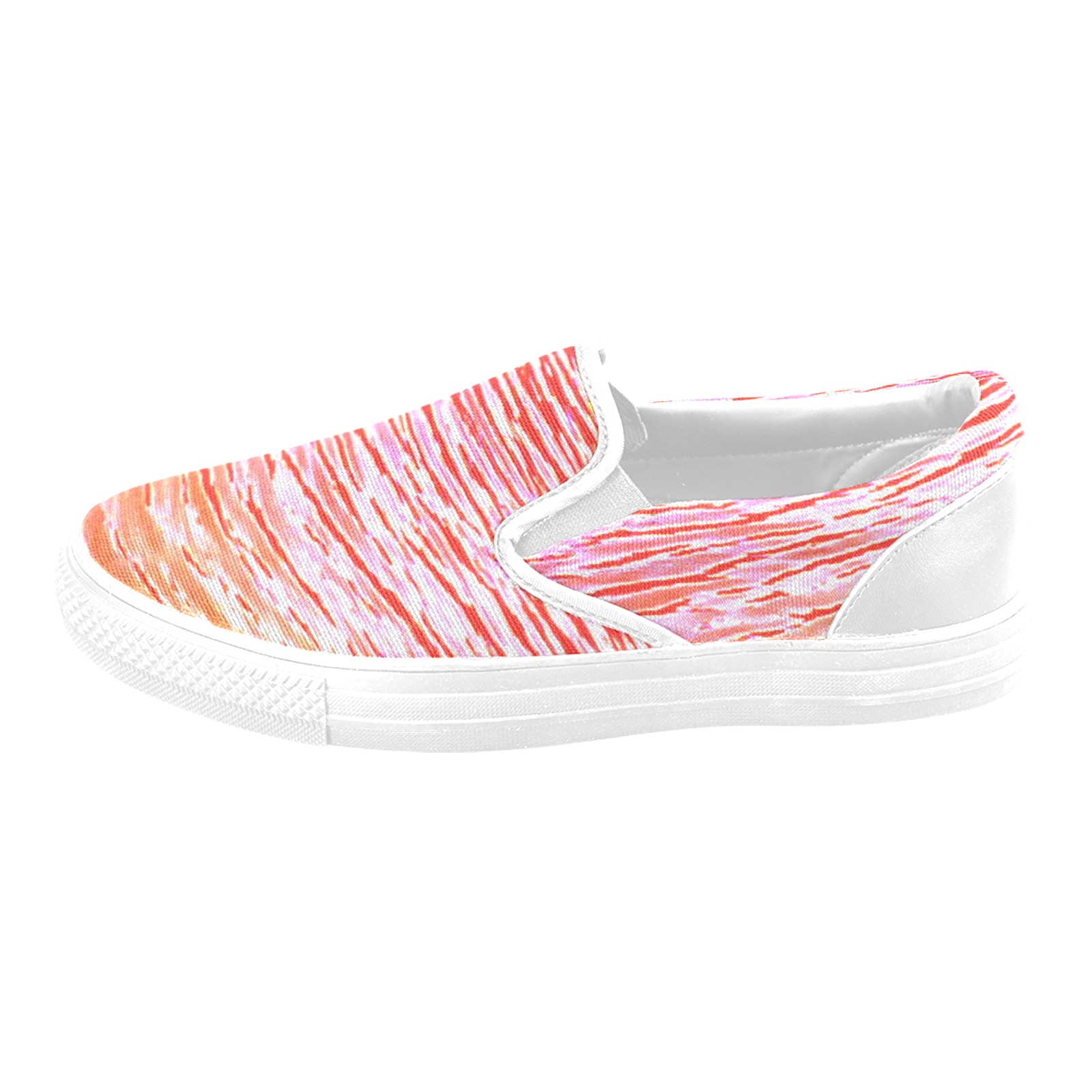 Orange and red water Women's Unusual Slip-on Canvas Shoes (Model 019)