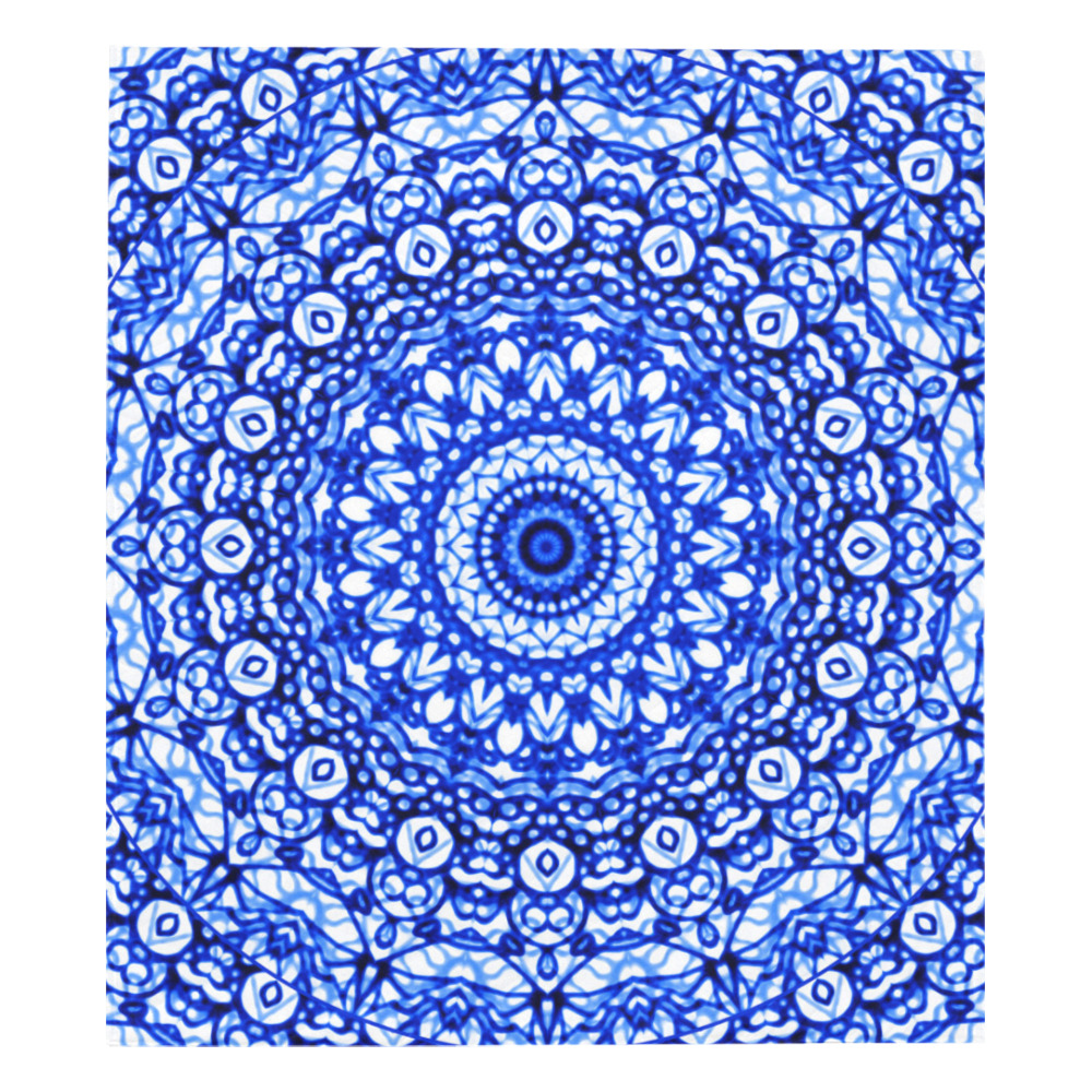 Blue Mandala Mehndi Style G403 Quilt 70"x80"