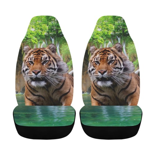Tiger and Waterfall Car Seat Cover Airbag Compatible (Set of 2)