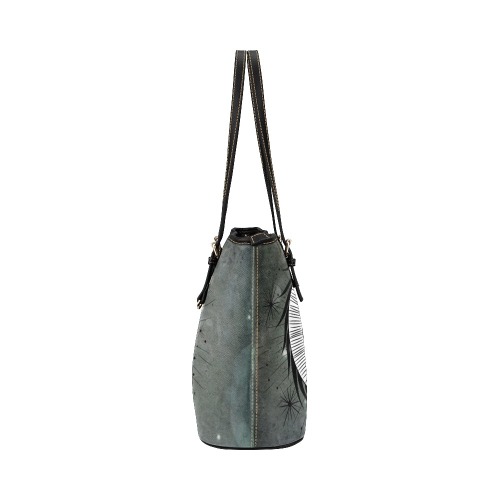 Wonderful peacock on the moon Leather Tote Bag/Small (Model 1651)