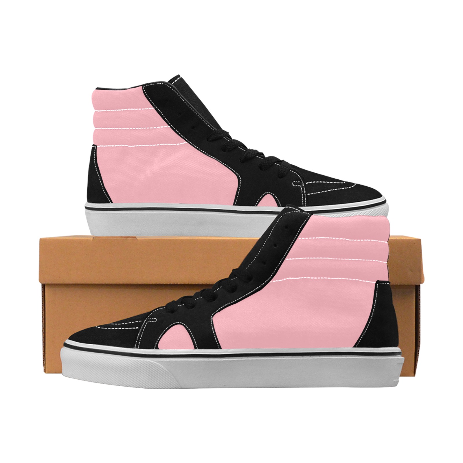 color light pink Women's High Top Skateboarding Shoes (Model E001-1)