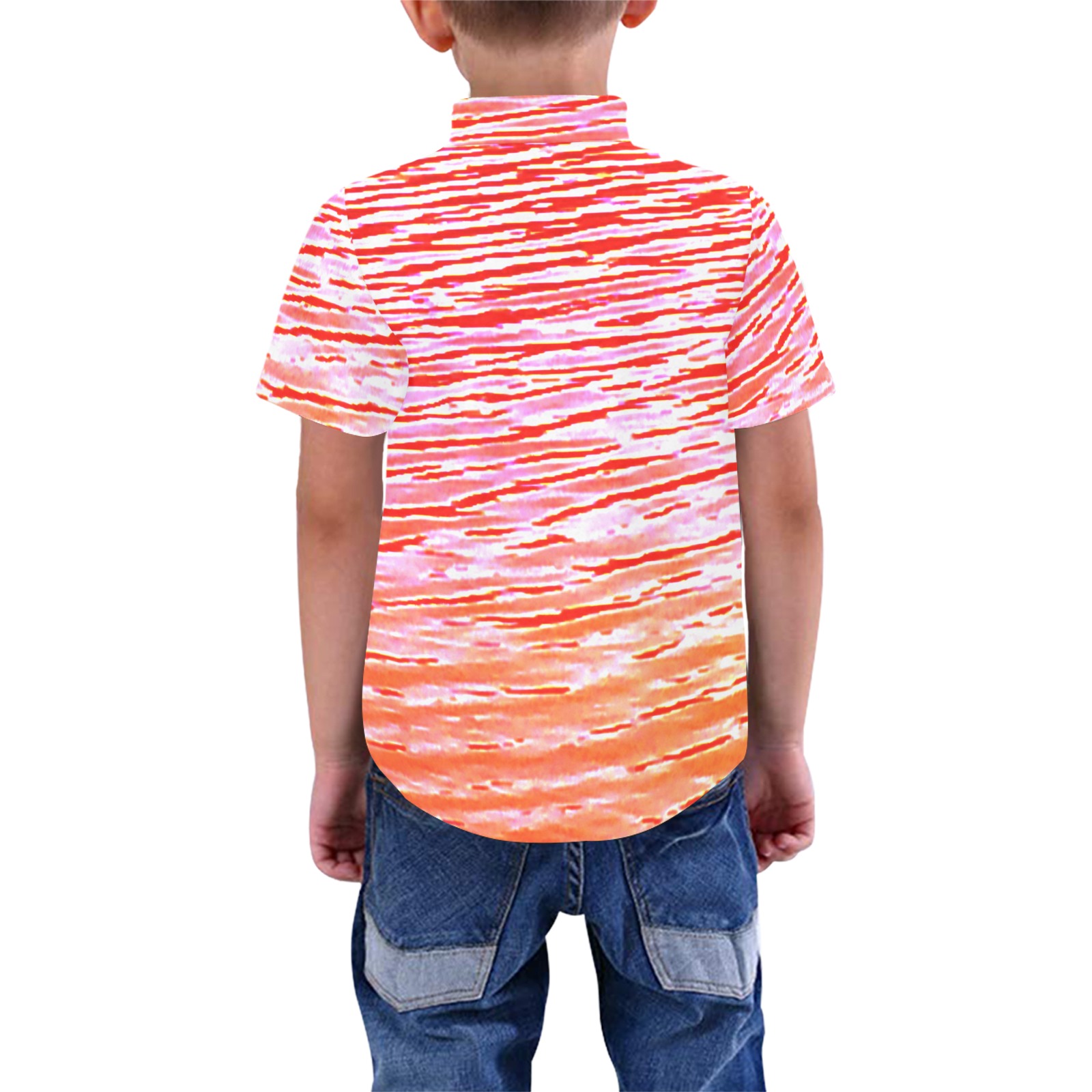 Orange and red water Boys' All Over Print Short Sleeve Shirt (Model T59)