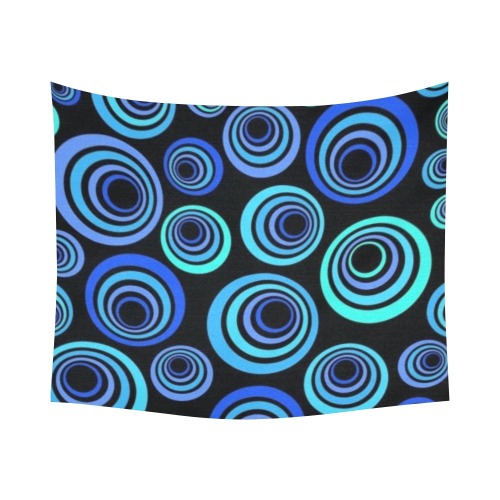 Retro Psychedelic Pretty Blue Pattern Cotton Linen Wall Tapestry 60"x 51"