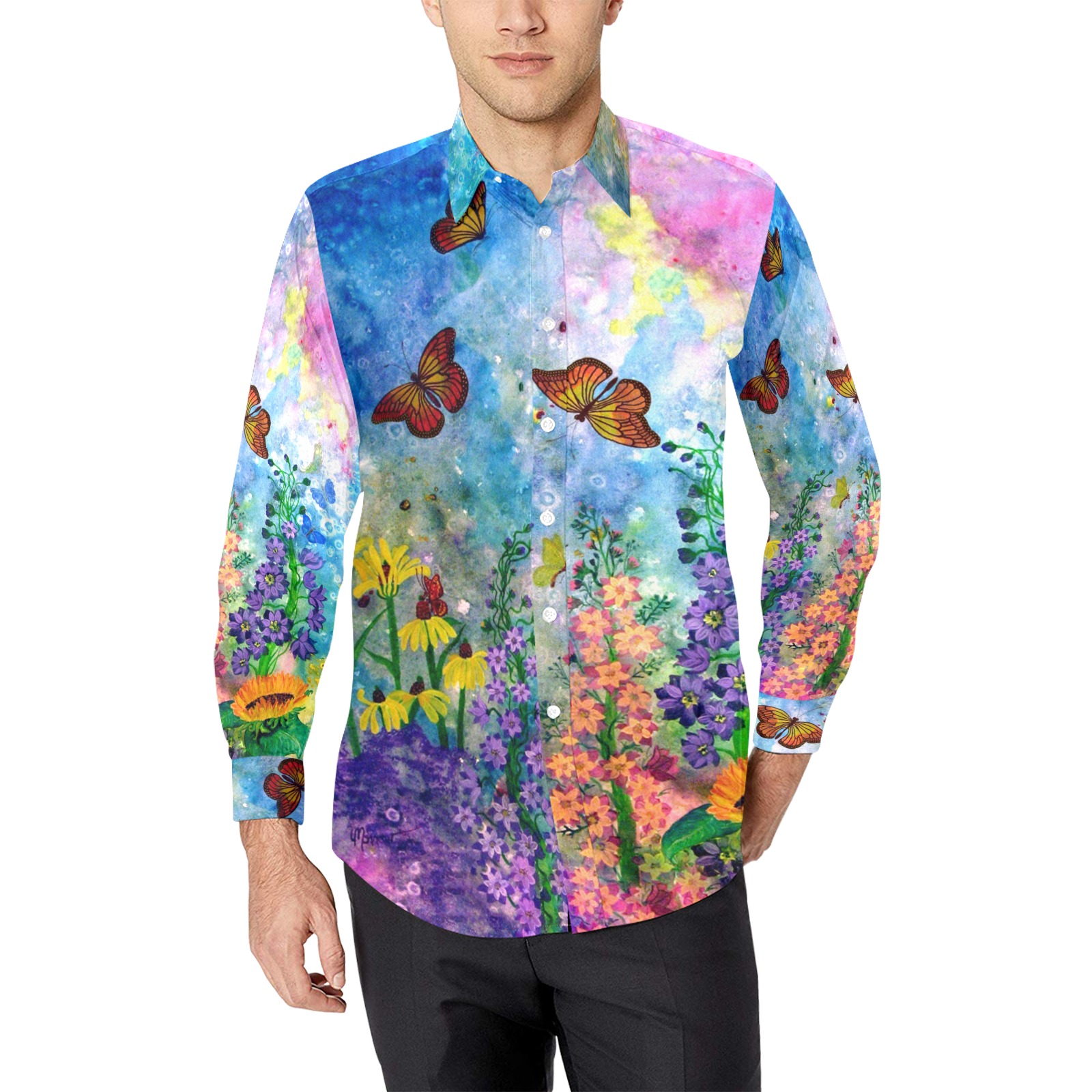 Butterfly Garden Men's All Over Print Casual Dress Shirt (Model T61)