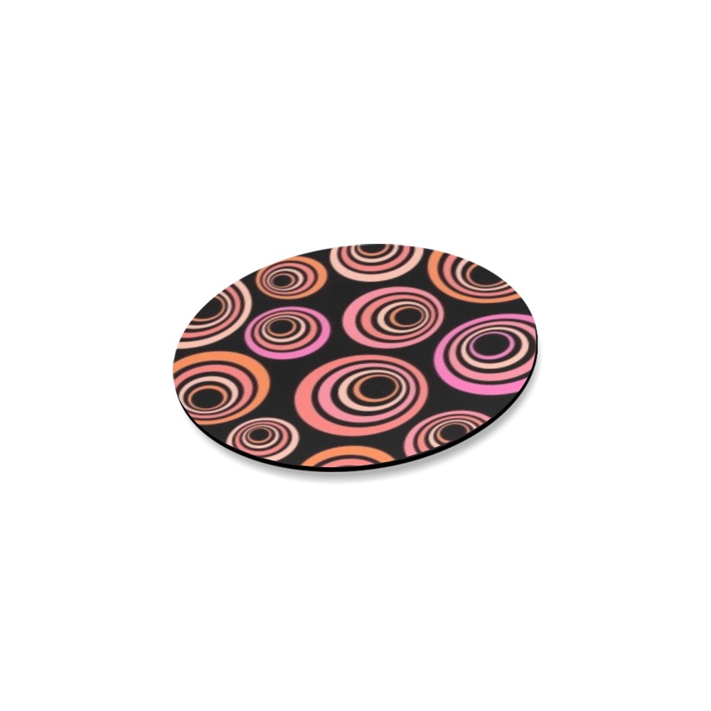 Retro Psychedelic Pretty Orange Pattern Round Coaster