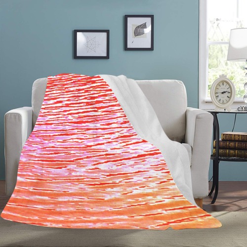Orange and red water Ultra-Soft Micro Fleece Blanket 70''x80''