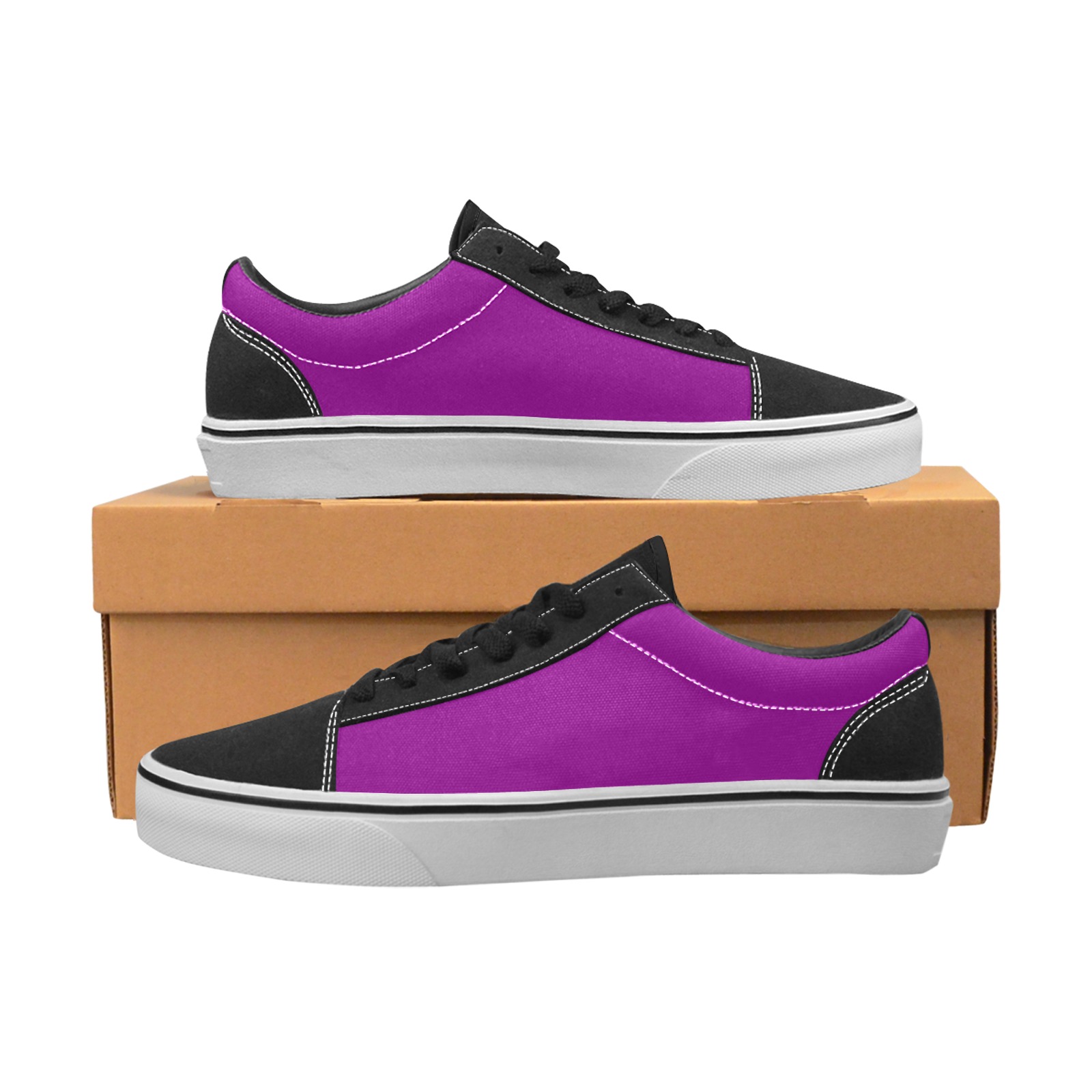 color purple Women's Low Top Skateboarding Shoes (Model E001-2)