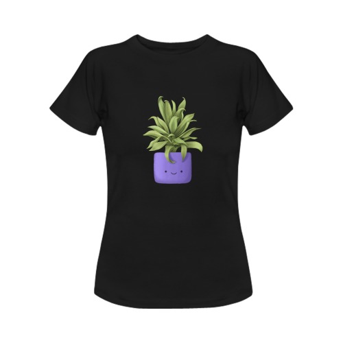 Happy plant purple plant pot Women's T-Shirt in USA Size (Front Printing Only)
