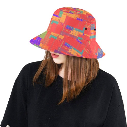 Random Shapes Abstract Pattern All Over Print Bucket Hat