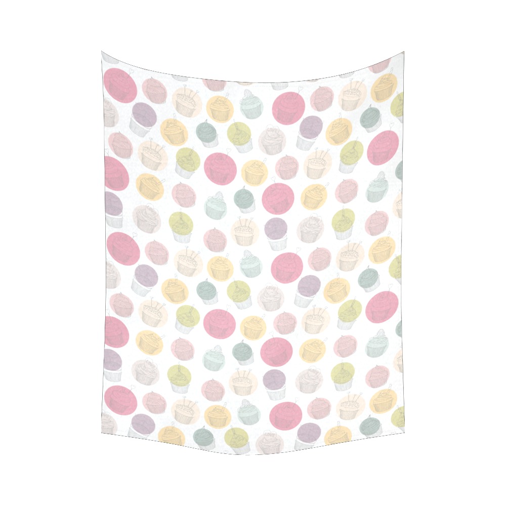 Colorful Cupcakes Cotton Linen Wall Tapestry 60"x 80"