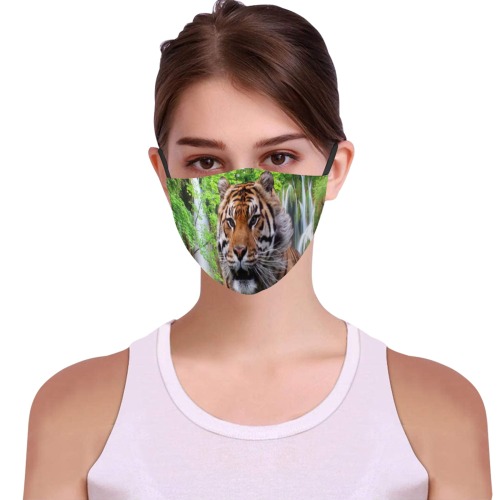 Tiger and Waterfall 3D Mouth Mask with Drawstring (30 Filters Included) (Model M04) (Non-medical Products)
