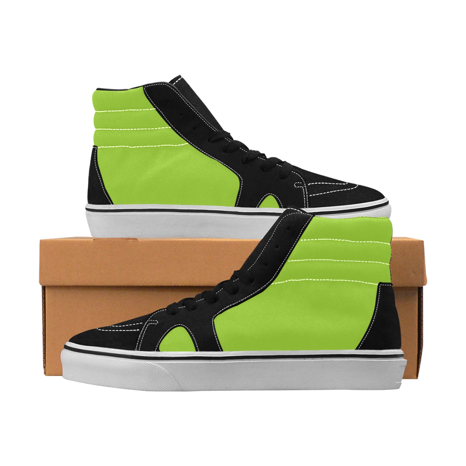 color yellow green Women's High Top Skateboarding Shoes (Model E001-1)