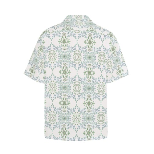 Blue and Green watercolor pattern Hawaiian Shirt with Chest Pocket (Model T58)