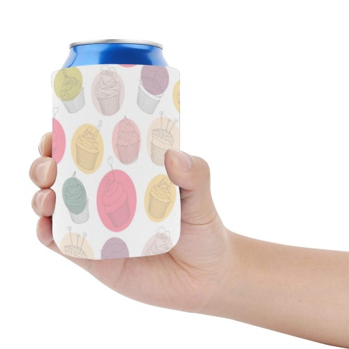 Colorful Cupcakes Neoprene Can Cooler 4" x 2.7" dia.