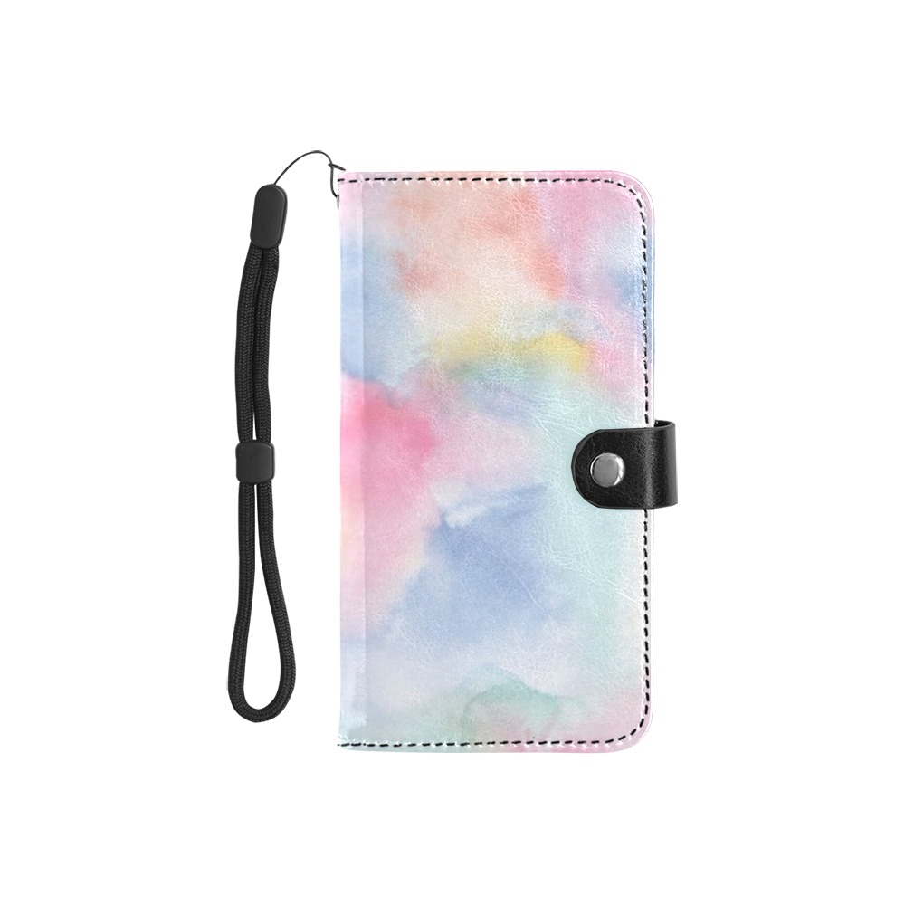 Colorful watercolor Flip Leather Purse for Mobile Phone/Small (Model 1704)