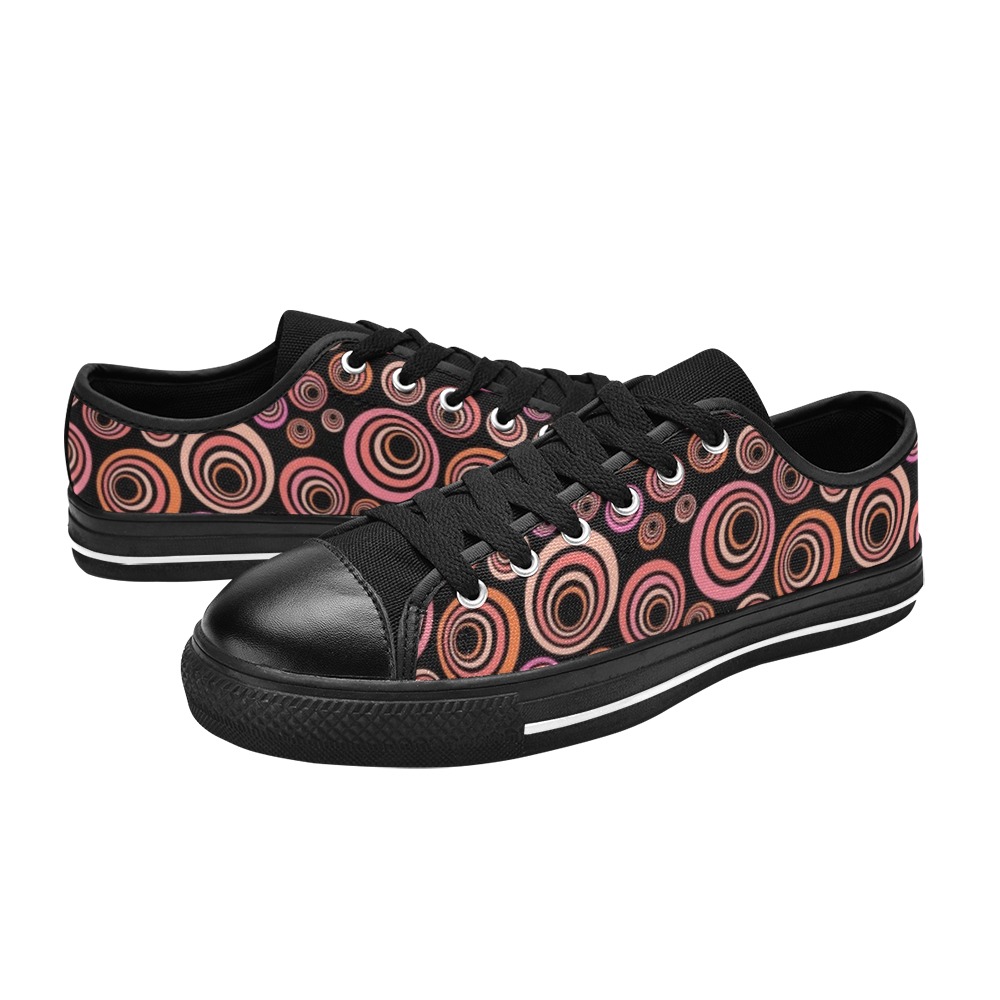 Retro Psychedelic Pretty Orange Pattern Low Top Canvas Shoes for Kid (Model 018)