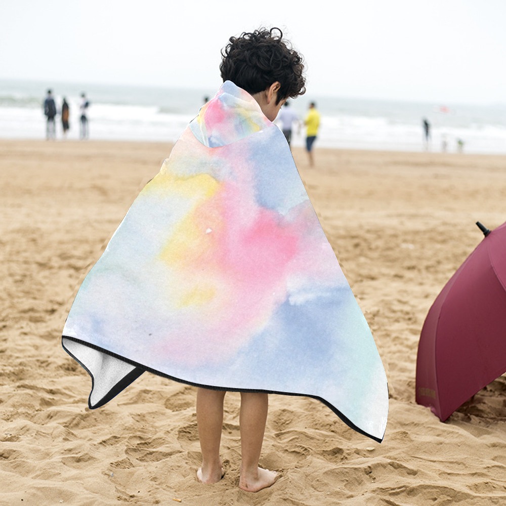 Colorful watercolor Kids' Hooded Bath Towels