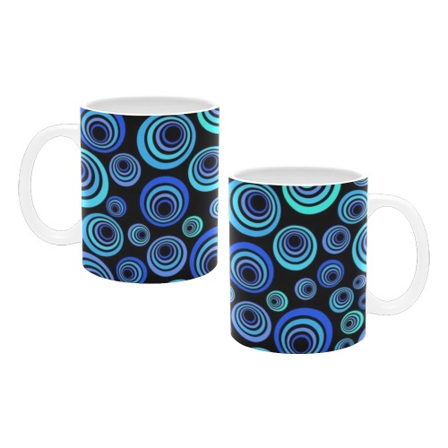 Retro Psychedelic Pretty Blue Pattern White Mug(11OZ)