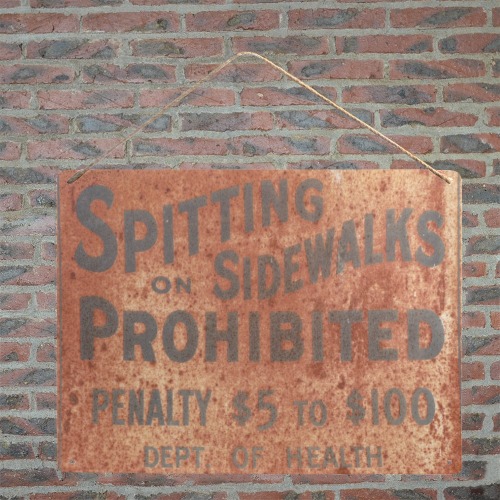 Spitting prohibited, penalty, photo Metal Tin Sign 12"x8"