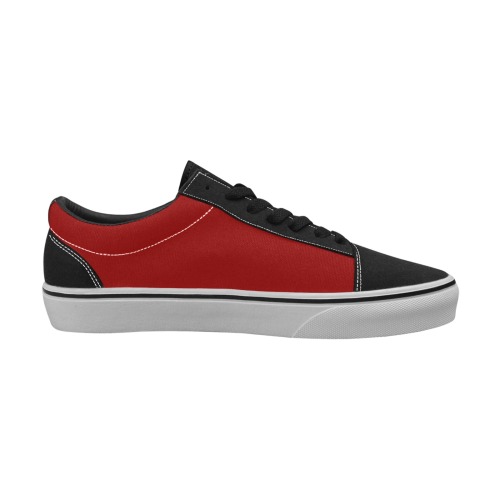 color dark red Women's Low Top Skateboarding Shoes (Model E001-2)