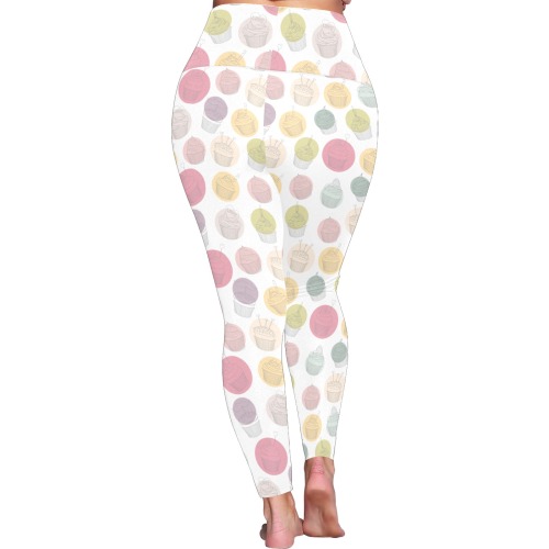 Colorful Cupcakes Women's Plus Size High Waist Leggings (Model L44)