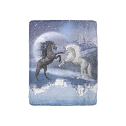 Horses and Moon Ultra-Soft Micro Fleece Blanket 30''x40''