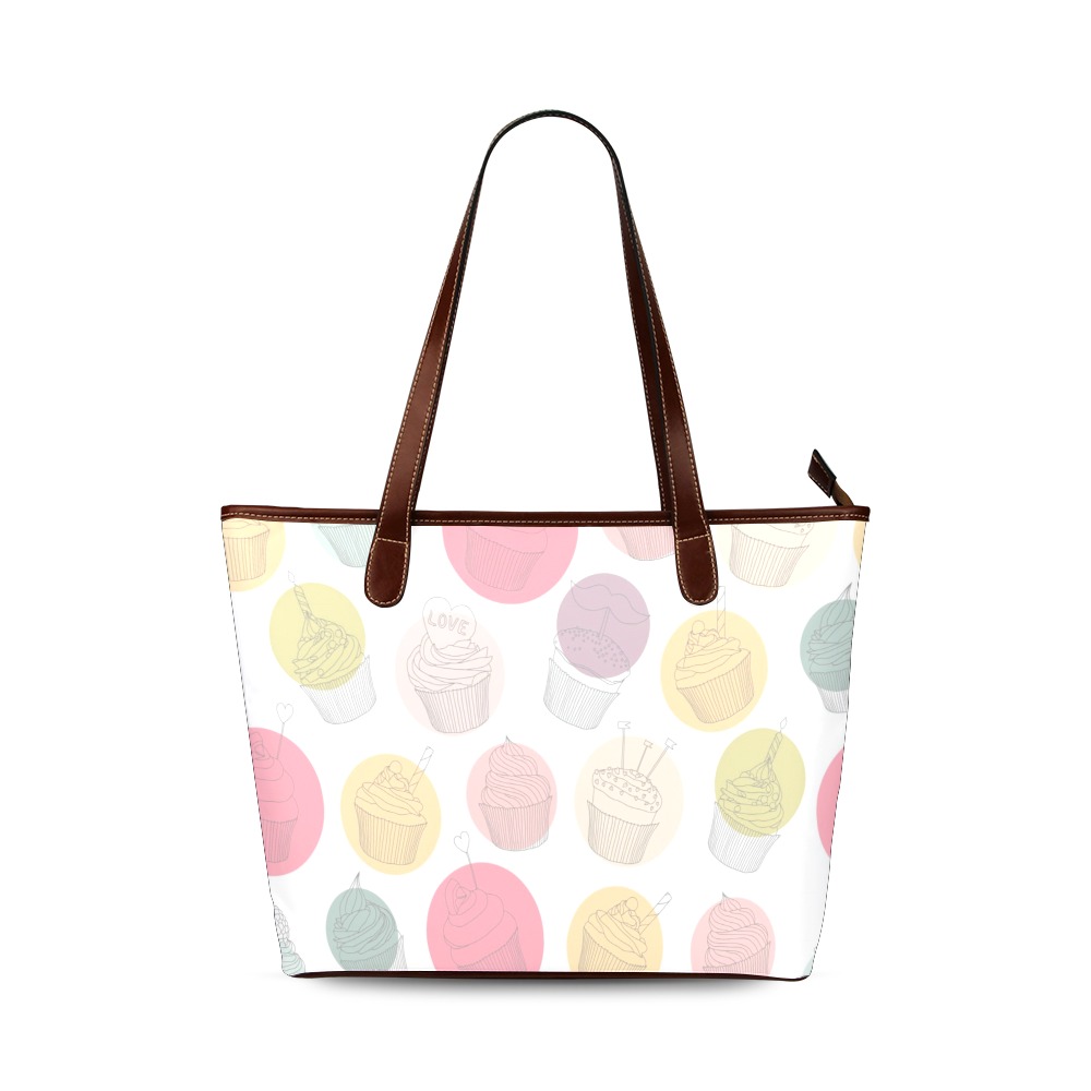 Colorful Cupcakes Shoulder Tote Bag (Model 1646)