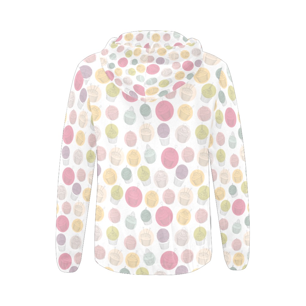 Colorful Cupcakes All Over Print Full Zip Hoodie for Women (Model H14)