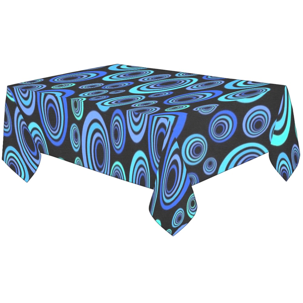 Retro Psychedelic Pretty Blue Pattern Cotton Linen Tablecloth 60"x120"